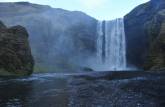 A imponente Skogafoss, no sul da Islândia, uma das mais famosas e belas cachoeiras do país
